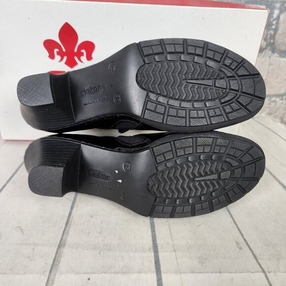 Rieker Patent Leather Derby Ankle Shoes Shoeties Two-Tone Black Burgundy Size 38 - Picture 14 of 16